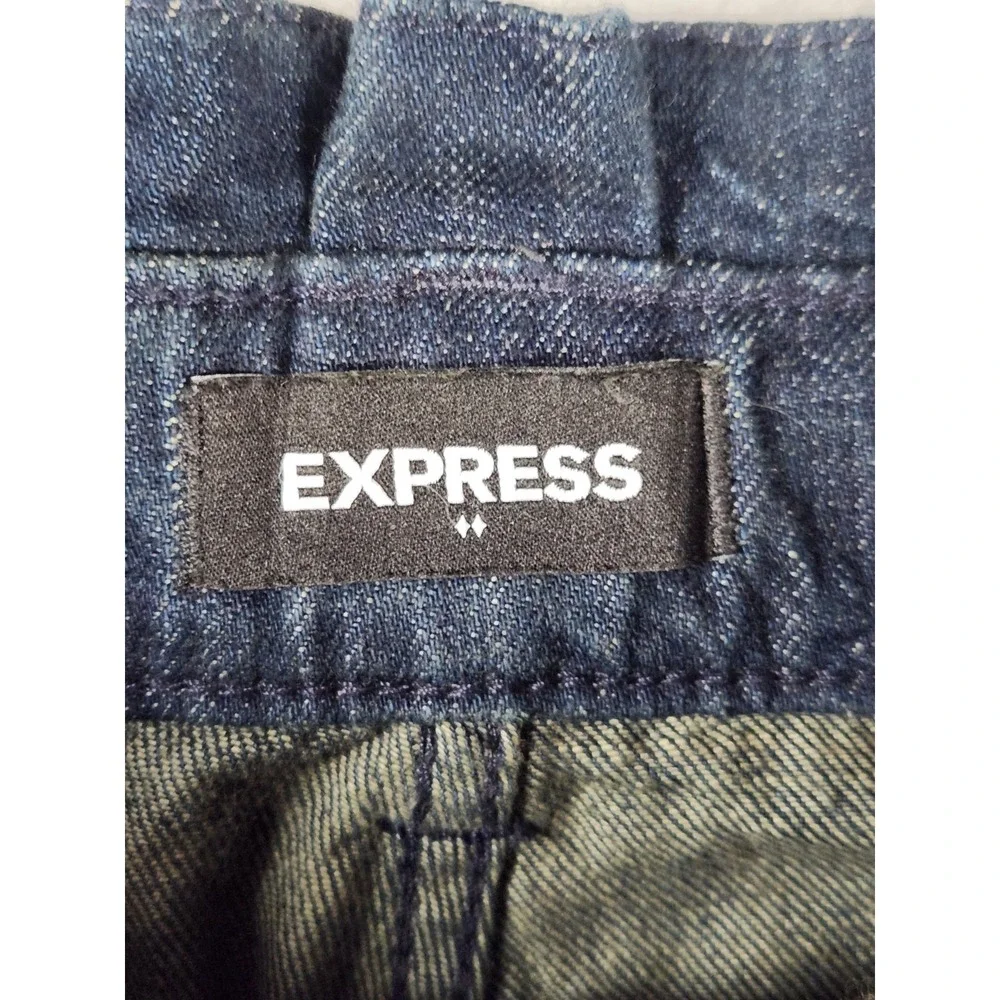 Express High Waisted Dark Denim Tie Waist Shorts‎ Size 4